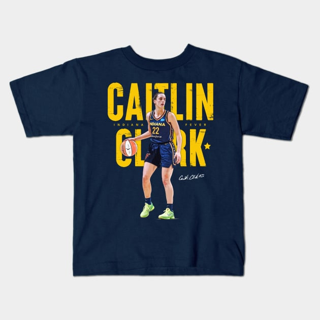 Caitlin Clark Indiana Fever Kids T-Shirt by Juantamad